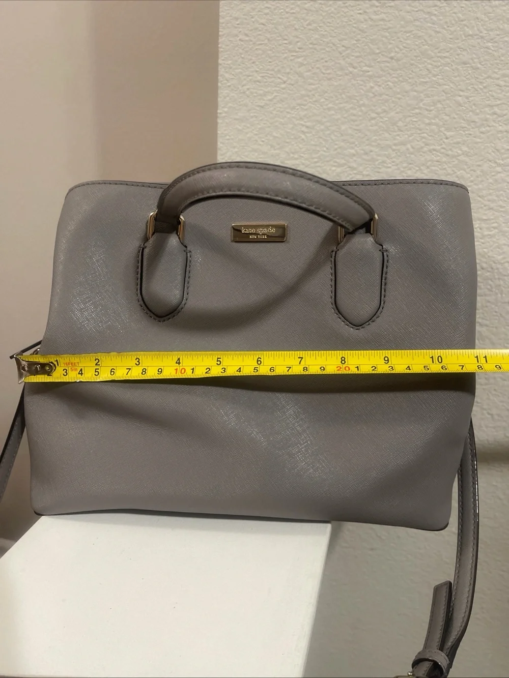 kate spade Gray Saffiano Leather Satchel with Crossbody Strap